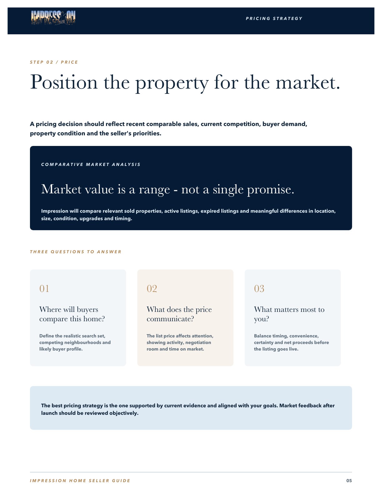 Position the property for the market. page preview
