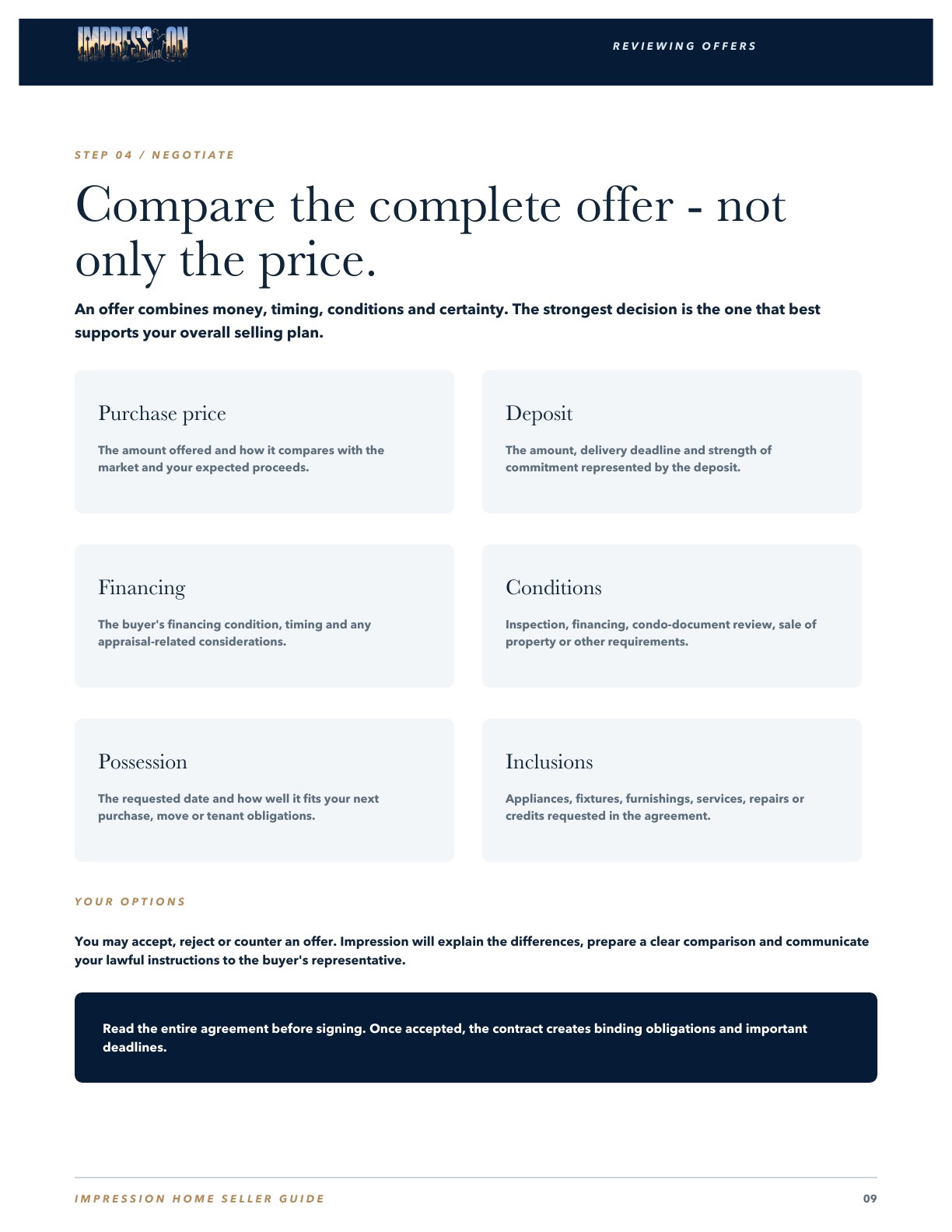 Compare the complete offer—and close carefully. page preview