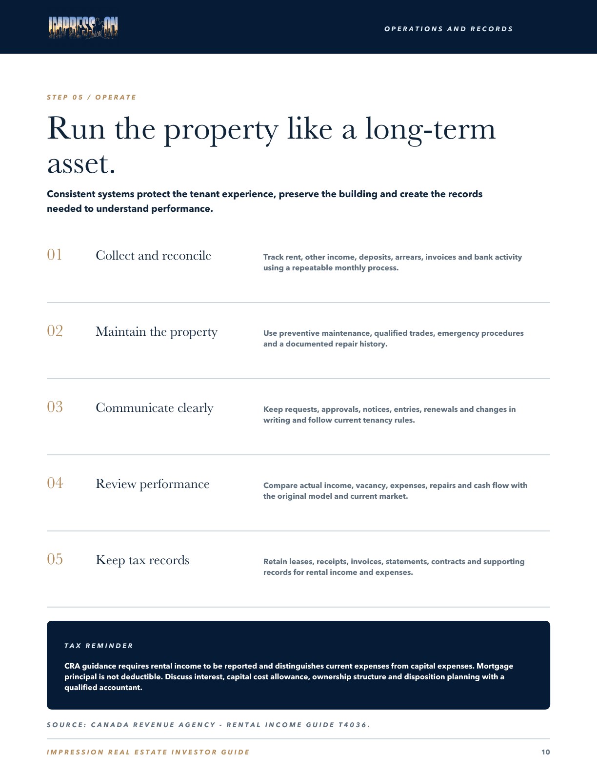 Run the property like a long-term asset. page preview