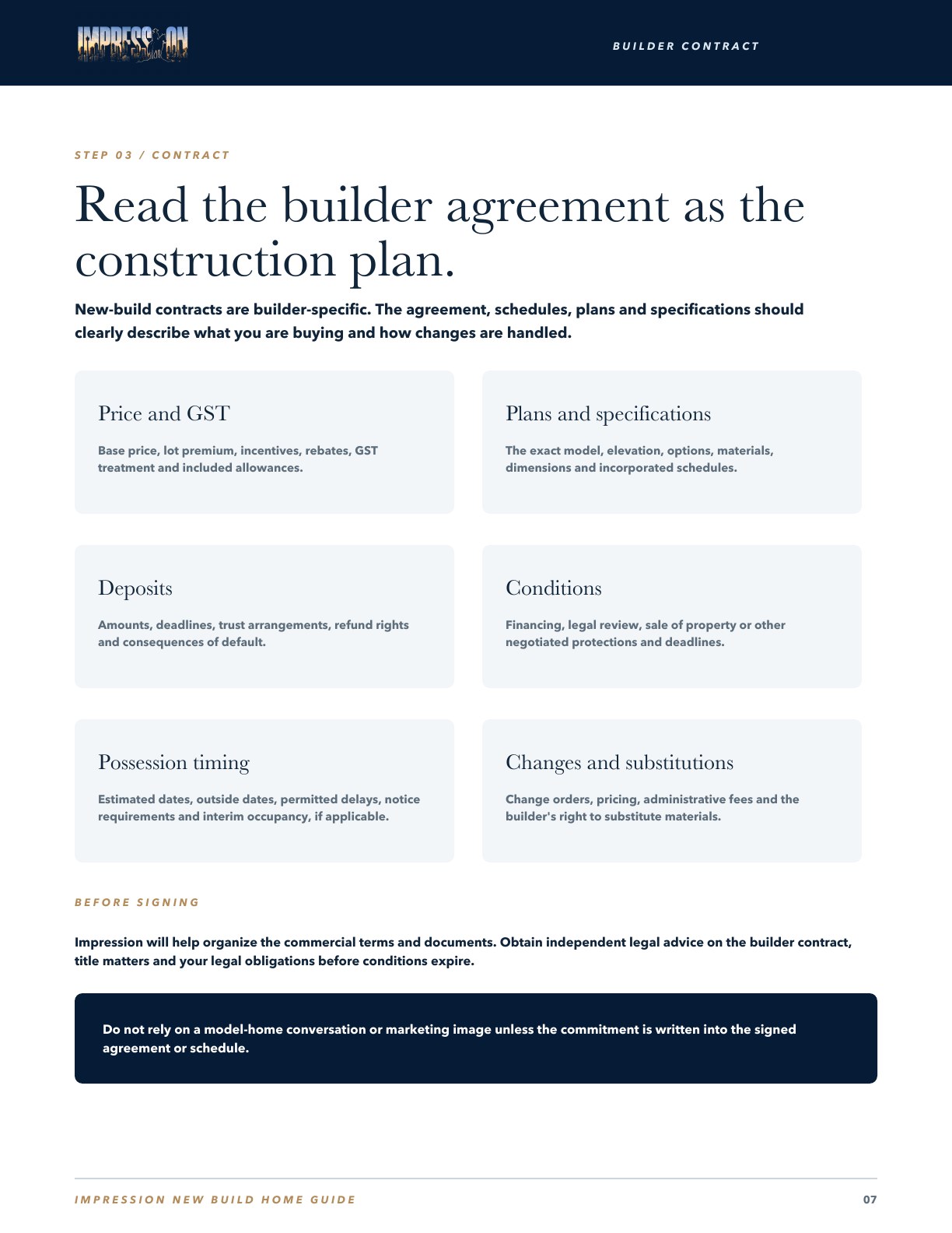 Treat the contract as the construction plan. page preview